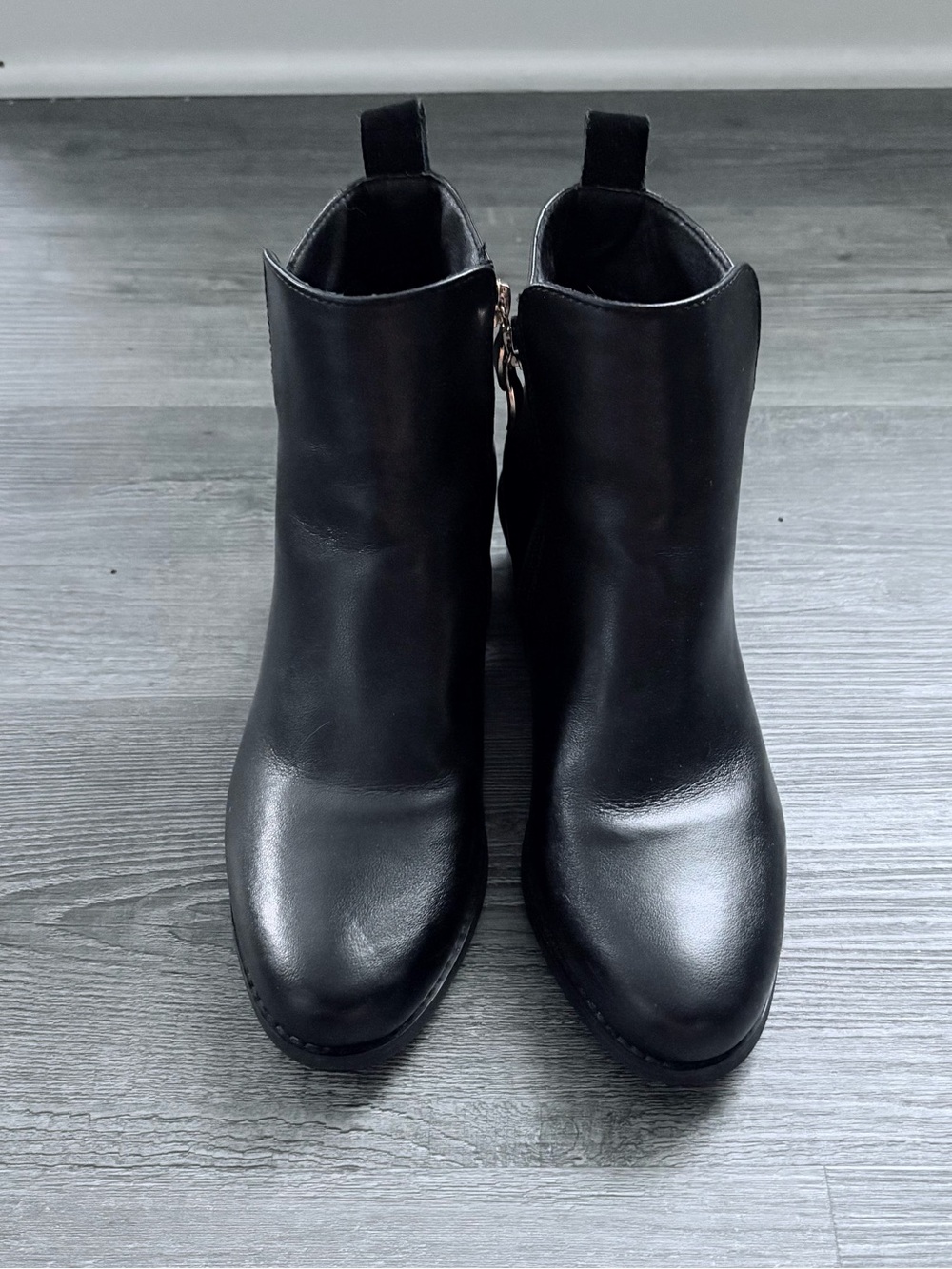 Aqua Diva Black Leather Ankle Booties Size 38 EU or US 7.5
Like New